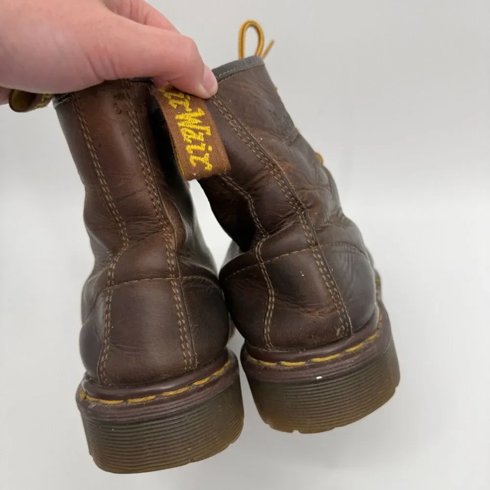 Dr. Martens 1460 Crazy Horse Brown Boots Made in England Vintage Mid Size 10.5?